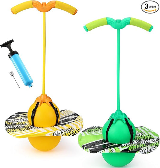 Layhit 2 Pcs Pogo Jumper with Handle for Kids Pump Pogo Ball Stick Jumper Balance Bounce Ball with Pump and Strong Grip for Adults Teen Indoor Outdoor