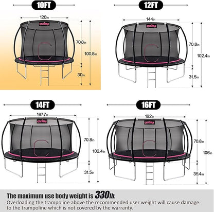 Trampoline for Kids, Heavy Duty Recreational Trampolines Toddler Trampoline with Enclosure Net Ladder Indoor Outdoor Trampoline CPC Approved