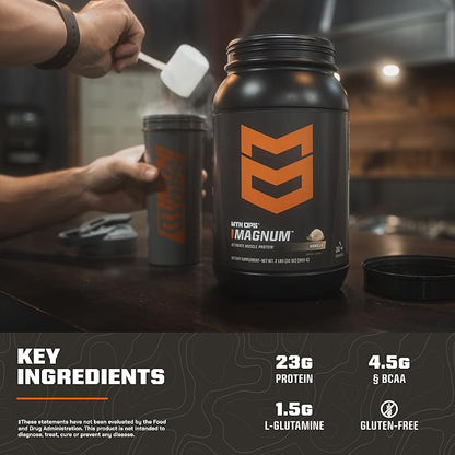 MTN OPS Magnum Peanut Butter Chocolate Protein Powder | 23g of Whey Isolate Protein & Milk Protein with BCAAs | Zero Sugar & Gluten Free | Peanut Butter Chocolate, 30 Servings