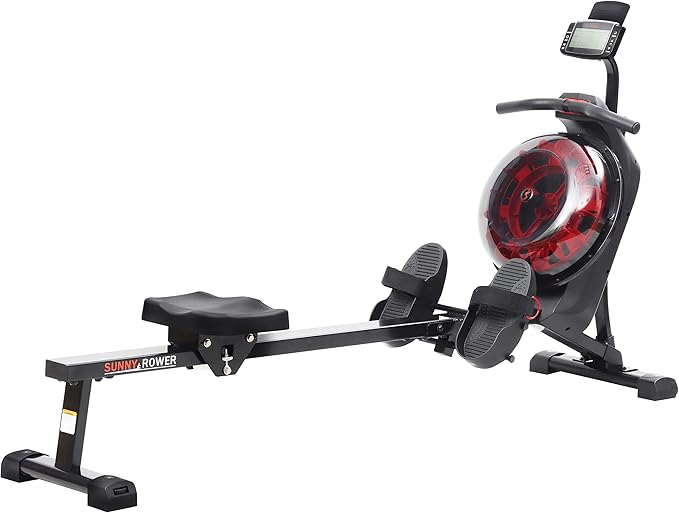 Sunny Health & Fitness Elite Water Rowing Machine with High Dynamic Resistance Vertical Tank, Low-Impact Full-Body Workout and Optional Free SunnyFit App Connectivity