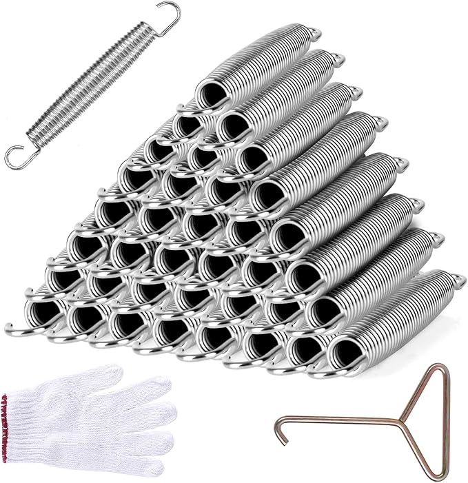 5.5inch/6.5inch/7inchTrampoline Springs Heavy Duty Stainless Steel Replacement Trampoline Replacement Parts, Weather-Resistant, Includes Tool and Gloves, Universal Trampolines Spring Tool
