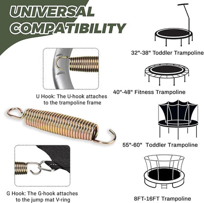 Trampoline Springs Replacement 3.5" to 8.5" Galvanized Steel Heavy Duty High Tensile Universal Trampoline Accessories with T-Hook Tool, 12 to 48 Pack