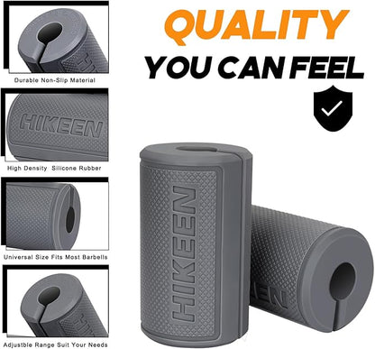Hikeen Thick Bar Dumbbell Grips,Non Slip Hard Rubber Barbell Grips,Grips for Weight Lifting, Muscle Building-1.77", 2", 2.25" & 2.75" Outer Diameter