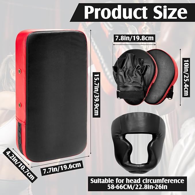 10 In1 Punching Mitts Kick Pad Set Taekwondo Pads Boxing Mitts Focus Pads Boxing Gloves Safety Head Guard Wrist Band for Kickboxing, Karate, Muay Thai, MMA Training