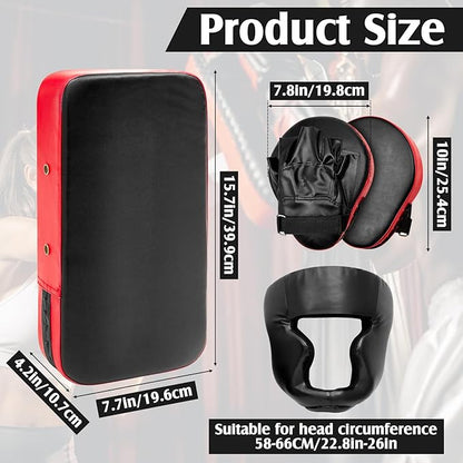 10 In1 Punching Mitts Kick Pad Set Taekwondo Pads Boxing Mitts Focus Pads Boxing Gloves Safety Head Guard Wrist Band for Kickboxing, Karate, Muay Thai, MMA Training