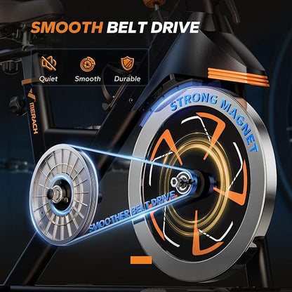 MERACH Magnetic Exercise Bike, Indoor Cycling Bike with Self-Developed App, 350 lbs Weight Capacity & 40 lbs Flywheel, Stationary Bike for Home Gym Fitness