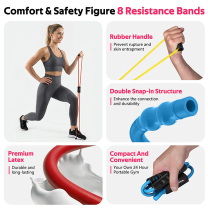 RENRANRING Figure 8 Fitness Resistance Bands with Handles - Exercise Tube Band Set of 3 for Arm and