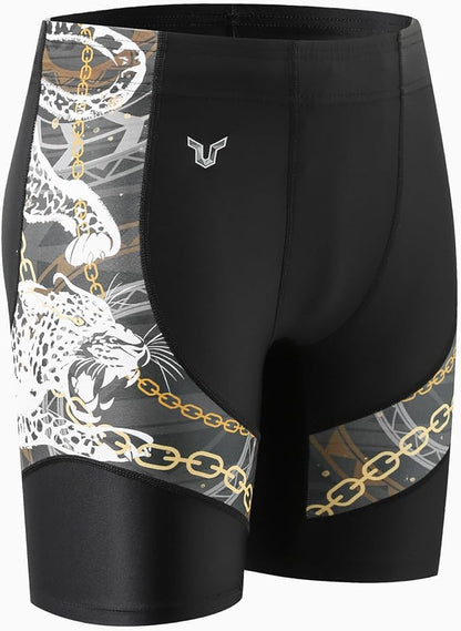 HUGE SPORTS Men's Rash Guard Swim Shorts Compression Swimming Jammer Cool Dry Active Swimsuit Workout Shorts Sports Tights