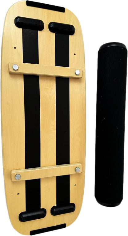 Balance Board Surf Trainer with Adjustable Stoppers - 2 Different Distance Options Balance Board for Surfing, Snowboarding, Skiing, Skateboarding, 300lbs Capacity