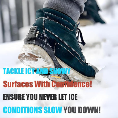 Ice Cleats for Shoes and Boots, Ice Snow Traction Cleats Grippers, Non Slip Shoe Ice Grippers,10 Steel Rubber Spikes Crampons Anti Easy Slip Studs Crampons Slip-on Stretch Footwear