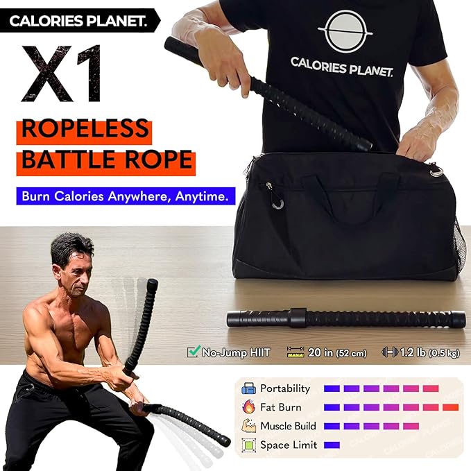 X1 Ropeless Battle Rope for Home Gym, HIIT Workouts, Low-Impact Cardio Training