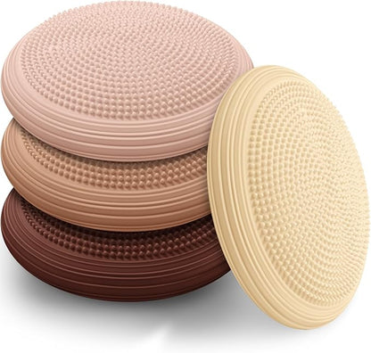 Libima 4 Pcs Wiggle Seat Inflated Wobble Cushion for Sensory Kid 13 Inches Balance Disc Flexible Seating for Classroom Sensory Pad for Chair Wiggle Cushion with Needle Pump