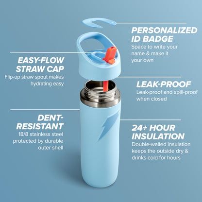 Gatorade 'Overtime' 22oz Stainless Steel Water Bottle, Straw Cap, Blue
