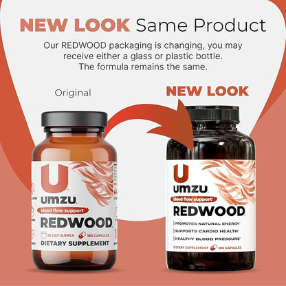UMZU Redwood Nitric Oxide Booster, 3-Month Supply ??Nitric Oxide Supplement with Vitamin C, Garlic & Horse Chestnut ??Supports Healthy Circulation, Blood Flow, Energy, Stamina and Daily Vitality