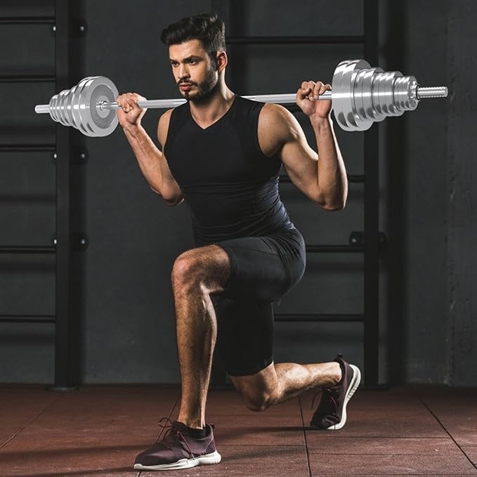 VIVITORY Fitness Dumbbells Set, Adjustable Weight Sets up to 11/22/44/66/110 lbs, with Metal Connecting Rod Used As Barbell, Chromed Weights, Hardcover Gift Box, Home Gym Work Out Training Equipment