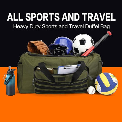 125L Extra Large Gym Duffle Bag for Men Women with Shoes Compartment Heavy Duty Tactical Sports Duffel Bag Big Football Baseball Basketball Soccer Hockey Team Equipment Bag, Green