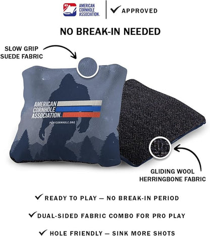 ACA Synergy Soft Professional Cornhole Bags Dual Sided Regulation 6x6 Set of 4 Retro Stripes Sasquatch