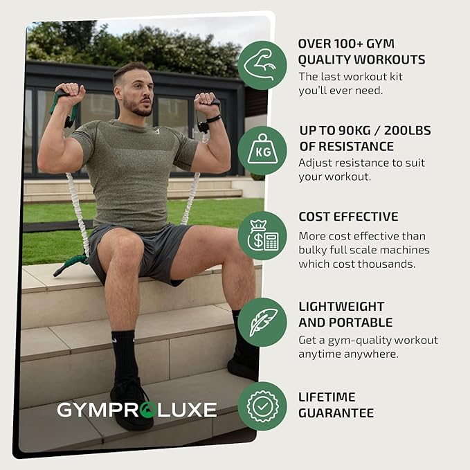 Portable Gym - Resistance Exercise Band Set - 200LBS Resistance Bands for Men & Women - Multi Gym Fitness Equipment & Pilates Bar for Home Workout