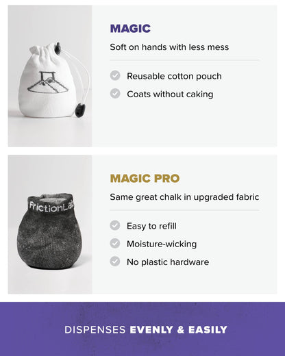 FrictionLabs Magic Chalk Ball, 2.2 oz - Premium Gym Chalk In Refillable Sock - Non Toxic - Great