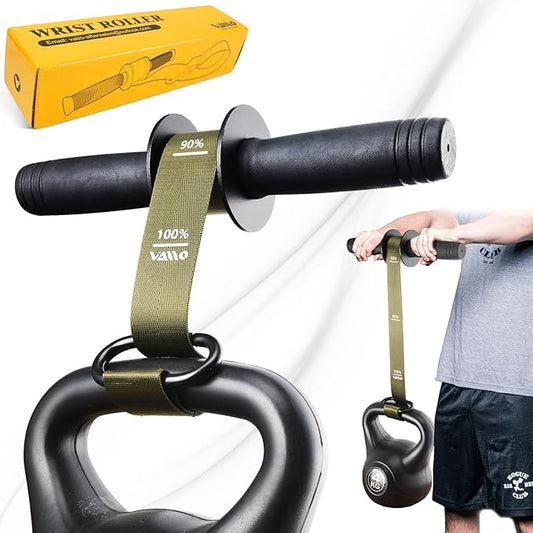 VAIIO Forearm Strengthener and Wrist Roller with Quick Locking Mechanism - Durable PVC Anti-Slip Grip Handles - Perfect for Men and Women - Ideal for Hand, Wrist, and Forearm Strength Training