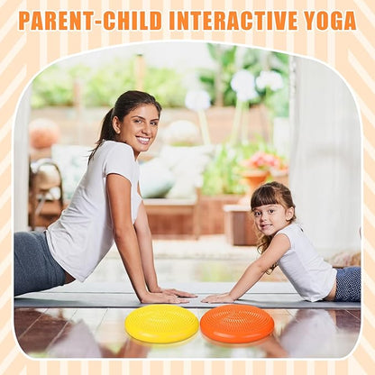 2 Pcs Wiggle Seat Inflated Wobble Cushion Flexible Balance Disc with Air Pump for Core Stability Strengthening Improving Posture Physical Exercise