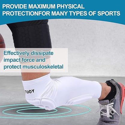 TUOY Knee Pad Shin Guard Pads, Protective Shin/Knee Pad Support Sleeve for Soccer, Football, Basketball, Wrestling, Volleyball (Pair)