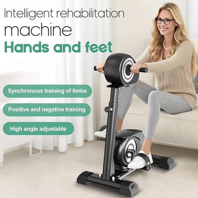Motorized Rehabilitation Pedal Trainer ??Dual-Motor Electric Leg & Arm Exerciser with Active/Passive Modes, Low-Impact Quiet Rehab Equipment with LCD Display for Seniors & Physical Therapy