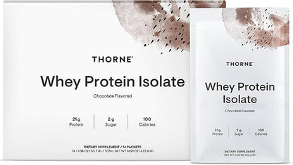 THORNE - Whey Protein Isolate - 21 Grams of Easy-to-Digest Whey Protein Powder - NSF Certified for Sport - Chocolate - 14.79 Ounces - 14 Packets