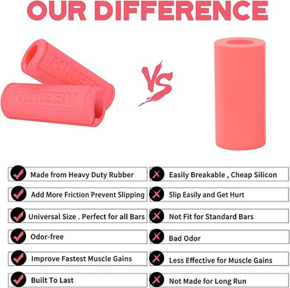 Hikeen Thick Bar Dumbbell Grips,Non Slip Hard Rubber Barbell Grips,Grips for Weight Lifting, Muscle Building-1.77", 2", 2.25" & 2.75" Outer Diameter