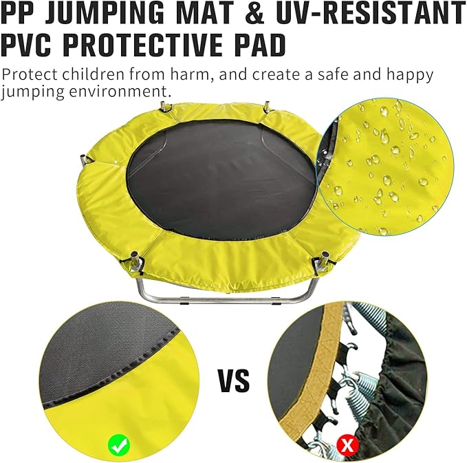 55" Trampoline for Kids, Telawah Indoor/Outdoor Mini Baby with Safety Enclosure Net, Adjustable Toddler with Basketball Hoop, Gifts for Boys & Girls