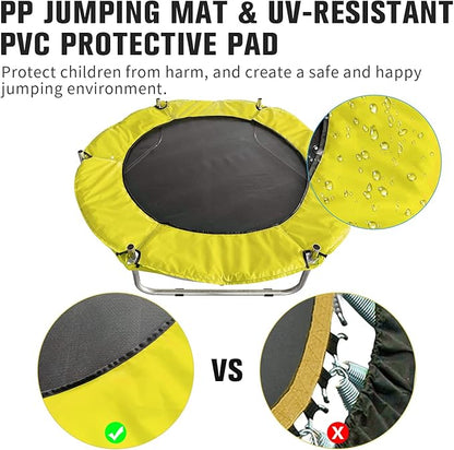 55" Trampoline for Kids, Telawah Indoor/Outdoor Mini Baby with Safety Enclosure Net, Adjustable Toddler with Basketball Hoop, Gifts for Boys & Girls