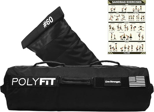Polyfit Sandbag Pro - Workout Sandbag with Triple Closure Filler Bag and Reinforced Nylon Webbing - Sand Not Included - Multiple Colors & Sizes