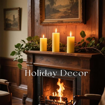 2x5 Inch Beeswax Candles, Natural Beeswax Pillar Candle with 52 Hours Burn Time, Organic Emergency Candle Long Burning for Home Decor, Gift Sending, Smokeless & Dripless