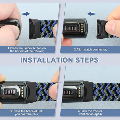 Braided Band Compatible with Fitbit Charge 6/Fitbit Charge 5, Soft Nylon Solo Loop Adjustable Replacement Wristband for Women Men