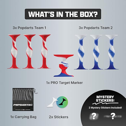 Popdarts USA Themed PRO Pack Game Set (Red White Blue Wigglenobber Target Marker) - Indoor, Outdoor Suction Cup Throwing Game - Competition with a POP