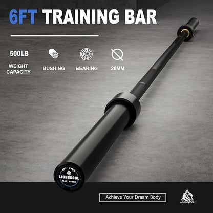 LIONSCOOL Premium 4ft/4.9ft/6ft Barbell for Strength Training and Olympic Weightlifting, 2 Inch Bar for Squats, Curls, Deadlifts, Presses, Hip Thrusts, 350lbs/500lbs/700lbs Weight Capacity