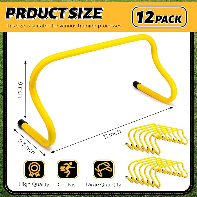 Wettarn 12 Pcs 9" Speed Training Agility Hurdles for Athletes Reliable Training Hurdle Plyometric and All Purpose Practice Equipment for Soccer Basketball Football