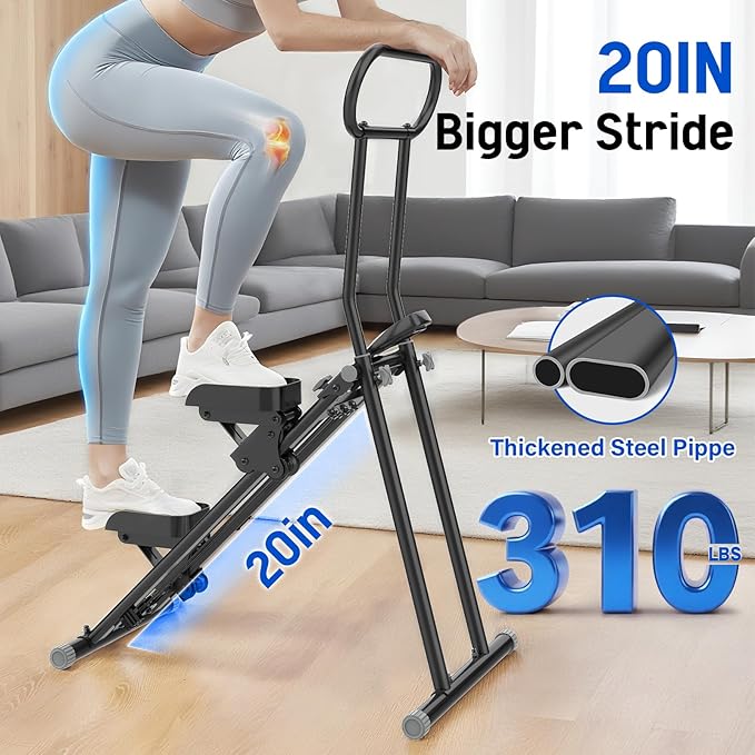 Stair Stepper for Exercise at Home, Folding Stairmaster Machine for Cardio Fitness, Vertical Stair Climber with Adjustable Handlebar, Portable Steppers with 310lbs Loading Capacity