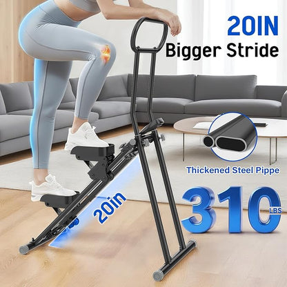 Stair Stepper for Exercise at Home, Folding Stairmaster Machine for Cardio Fitness, Vertical Stair Climber with Adjustable Handlebar, Portable Steppers with 310lbs Loading Capacity