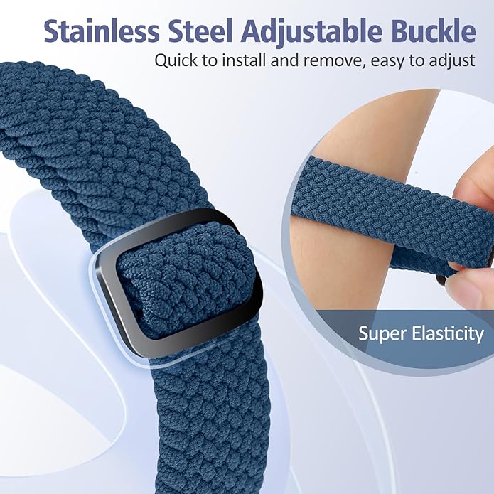 Elastic Braided Bands Compatible with Fitbit Charge 5/Fitbit Charge 6 for Women Men, Breathable Adjustable Stretchy Nylon Loop Sport Replacement Wristbands for Fitbit Charge 6 Charge 5 Straps