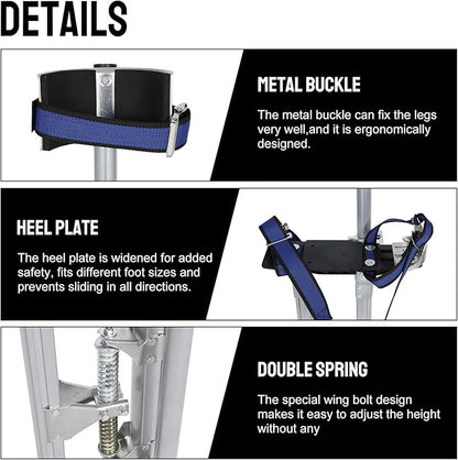 24-40 Inch Silver Drywall Stilts Aluminum Tool Stilt with Protective Knee Pads Portabl Adjustable For Painter Walking Painting