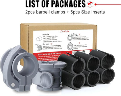 Barbell Clips 1 Inch Quick Release Weight Clamps 0.9-1.18inch Multi-Size Adjustable Olympic Clamps for Bars