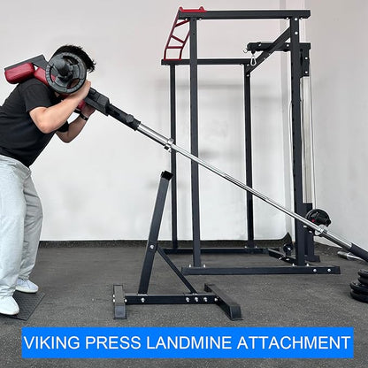 Viking Press Landmine Handle for 2-Inch Barbell, Hack Squat T-Bar Row Attachment Strength Training Accessories, Shoulder Press Landmine Attachment Equipment
