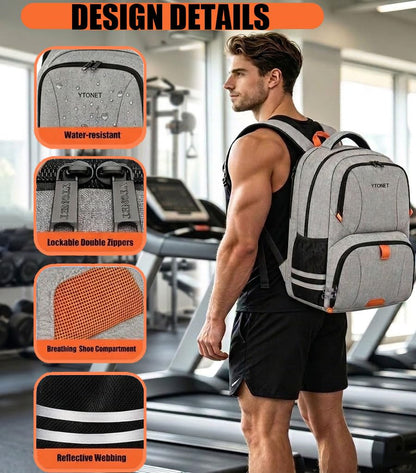 Ytonet Gym Backpack for Men Women, Backpack for Men with Shoe Compartment