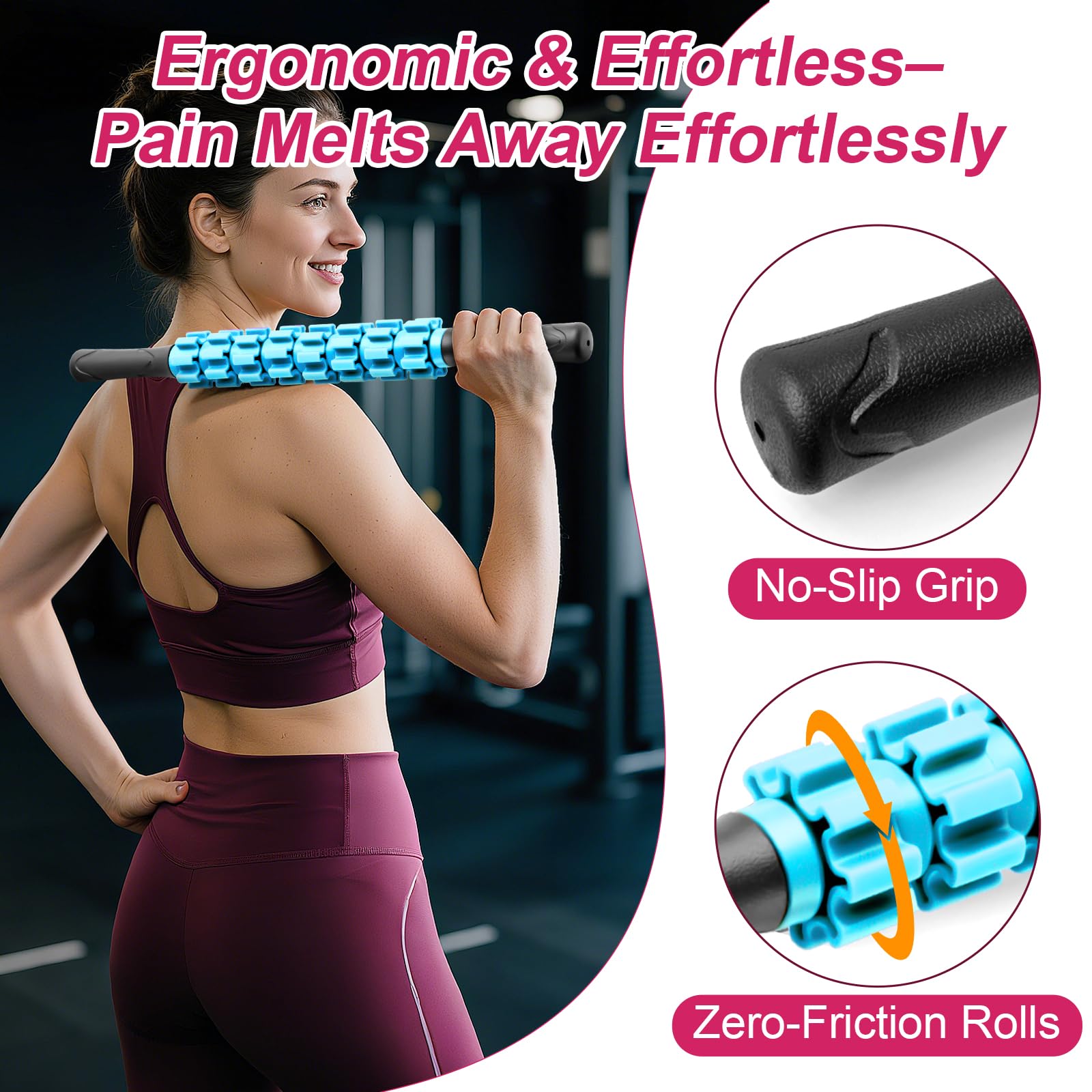 ZanLLW Massage Roller, Muscle Roller Stick, Therapy Roller Stick for Legs, Calf, Thigh, Lipo Roller