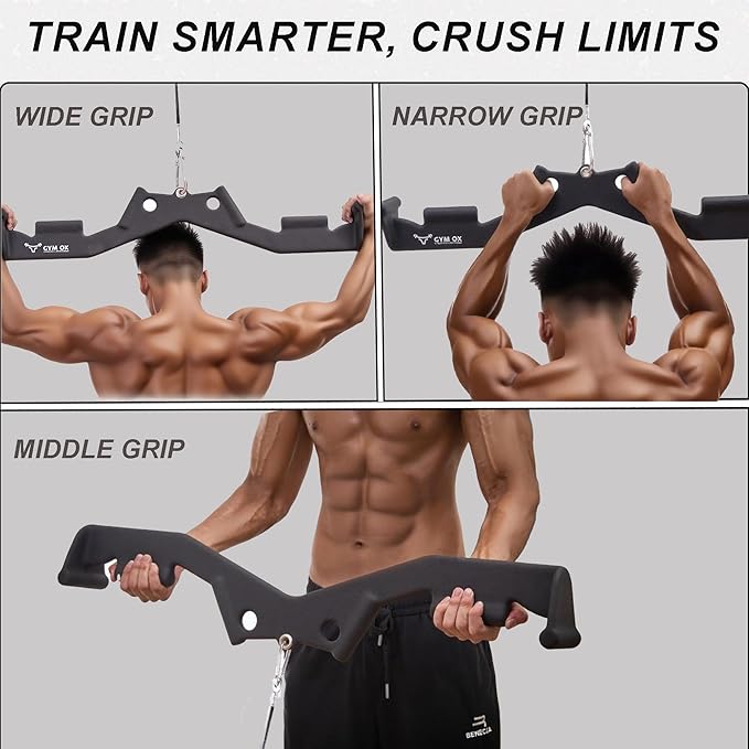 Lat Pulldown Attachments, Neutral Grip Lat Pull Down Bar with Ergonomic Handle,Cable Attachments for Gym, Back Tricep Bar Strength Training Handle