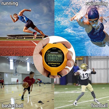 Stopwatch Timer Only Stopwatch Mode, ON/Off Silent Simple Operation, Without Clock Date Countdown, Digital Kids Stop Watch for Sports Coaches Swimming Running, Orange