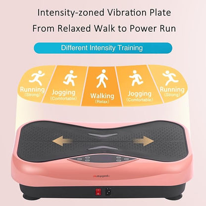 Whole Body Vibration Plate Exercise Machine ??Power Vibrating Plate for Lymphatic Drainage Weight Loss, Shake Plate Exercise Platform with Touch Screen & Resistance Bands, Equipment for Women Men