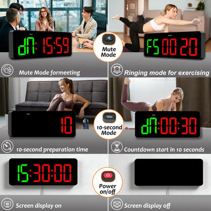 QINYUNE Gym Clock Timer for Tabata/FGB/EMOM Interval Workout