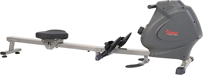 Sunny Health & Fitness Multi-Function Premium Magnetic Rowing Machine, Bicep Curls, Upward Rows, Seated Rows, Foldable Slide Rails, Digital Monitor, Optional Free SunnyFit App Connection